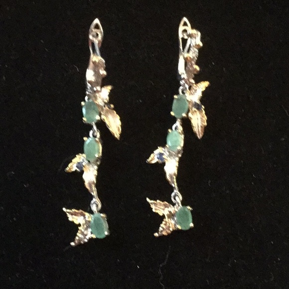 Gem & Mineral Show Jewelry - Amazing Genuine Emerald & Sapphire Earrings